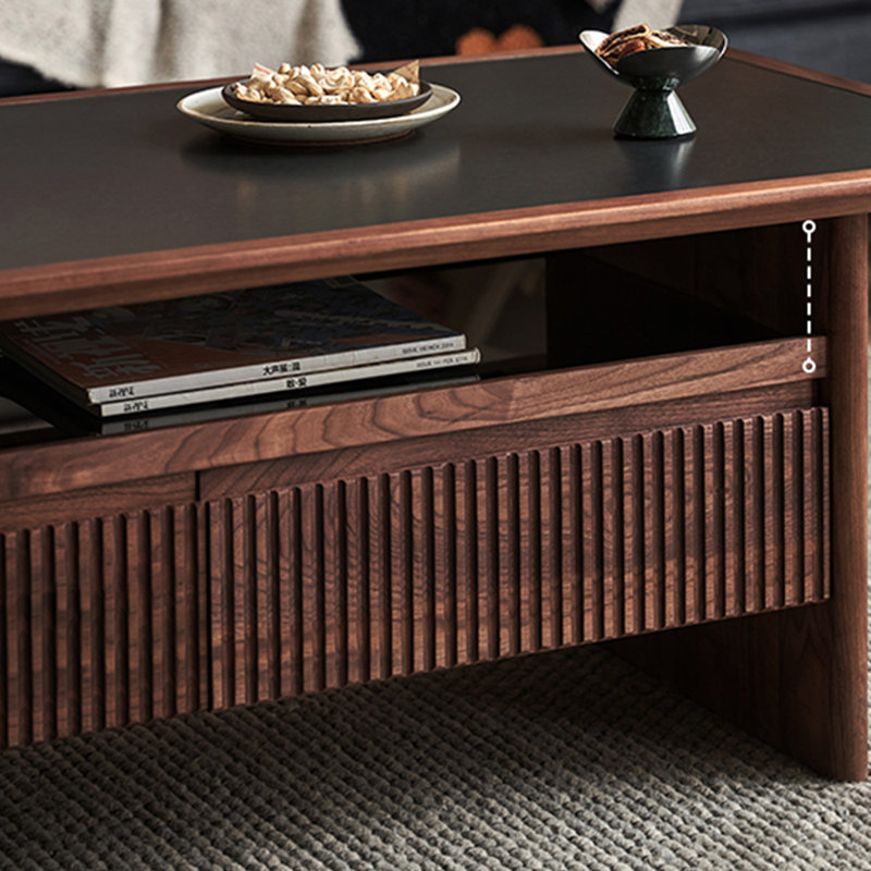 Table basse luxueuse en noyer noir clair