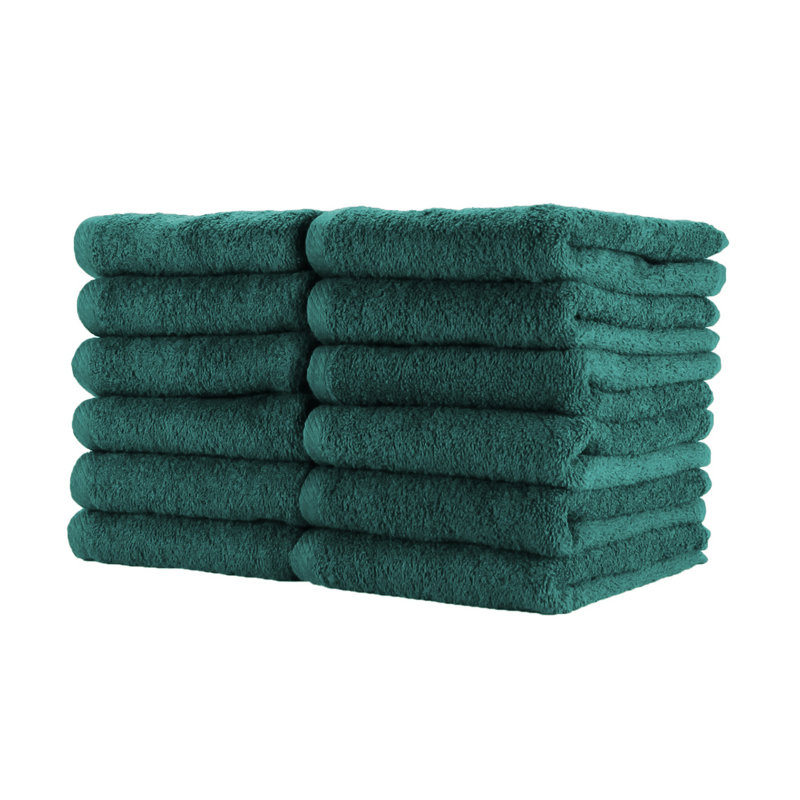 Eltay Bleach Safe Ring Spun Cotton Salon Hand Towels (Pack of 12), Hunter Green