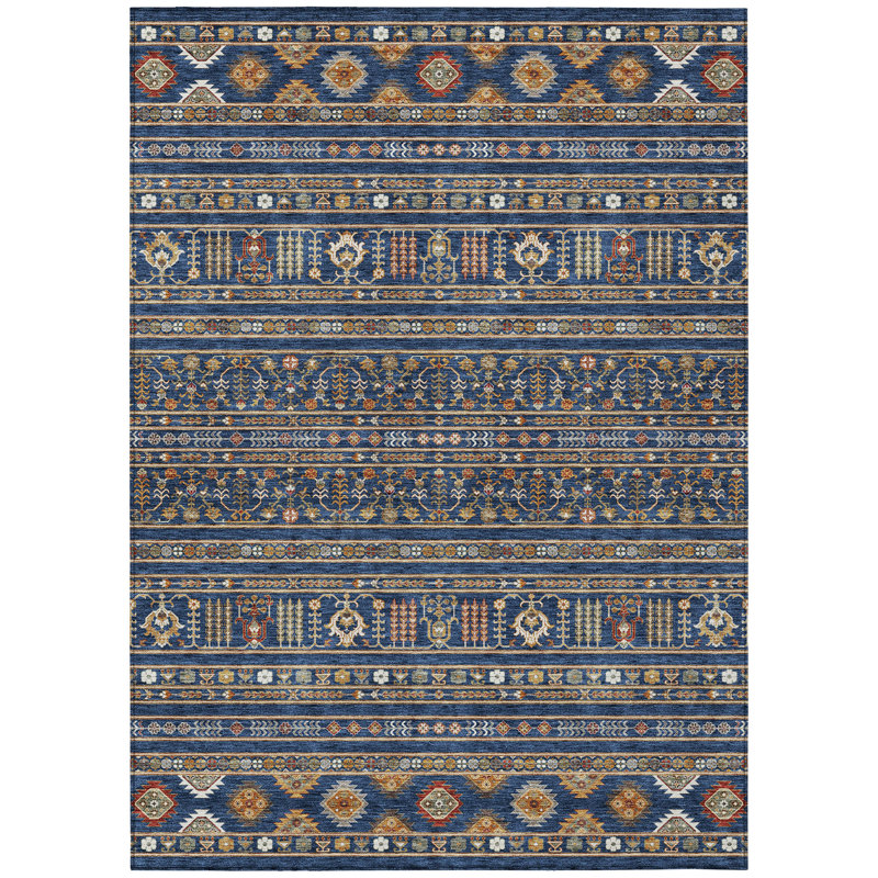 Machine Washable Indoor/Outdoor Boruta ACN2244 Navajo Rug, Rectangle 10' x 14'