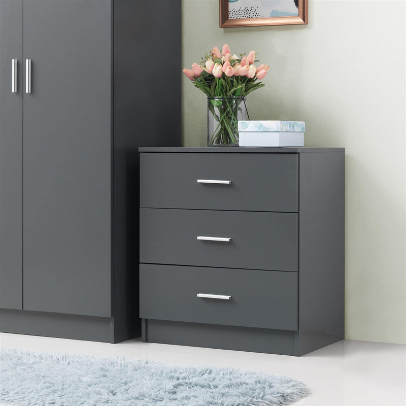 Alanood 60cm W 3 - Drawer Chest of Drawers, Dark Grey