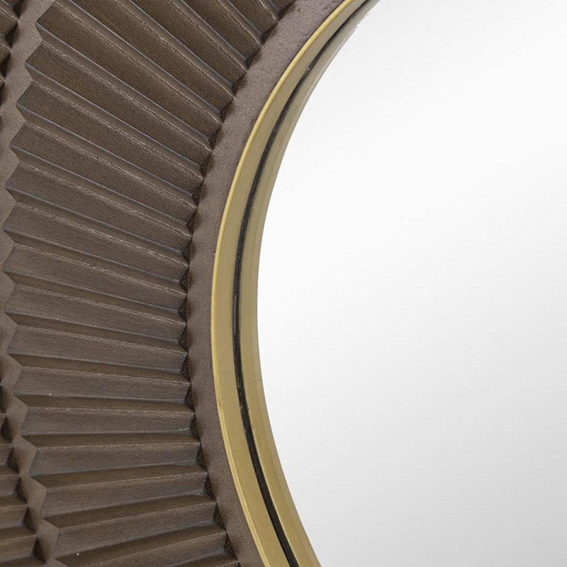 Manufactured Wood Frame Vertical Mirror, 31.5" x 31.5", Brun, Rond