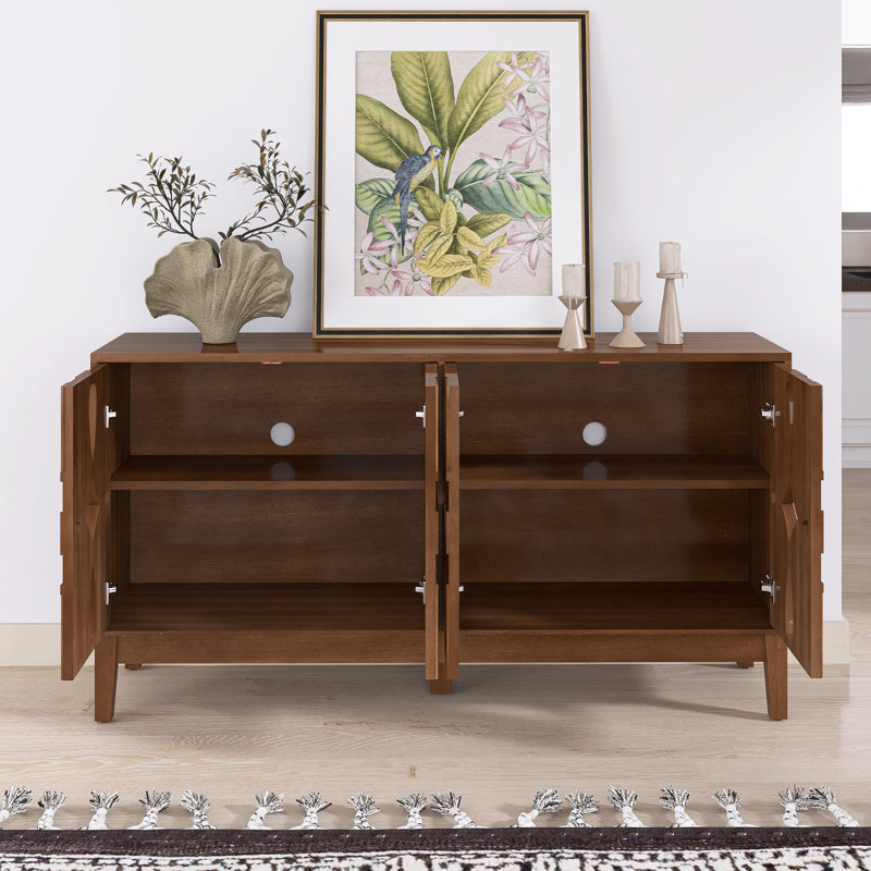 Buffet 60,5 "Mid Century Buffet avec 4 portes et tablettes réglables