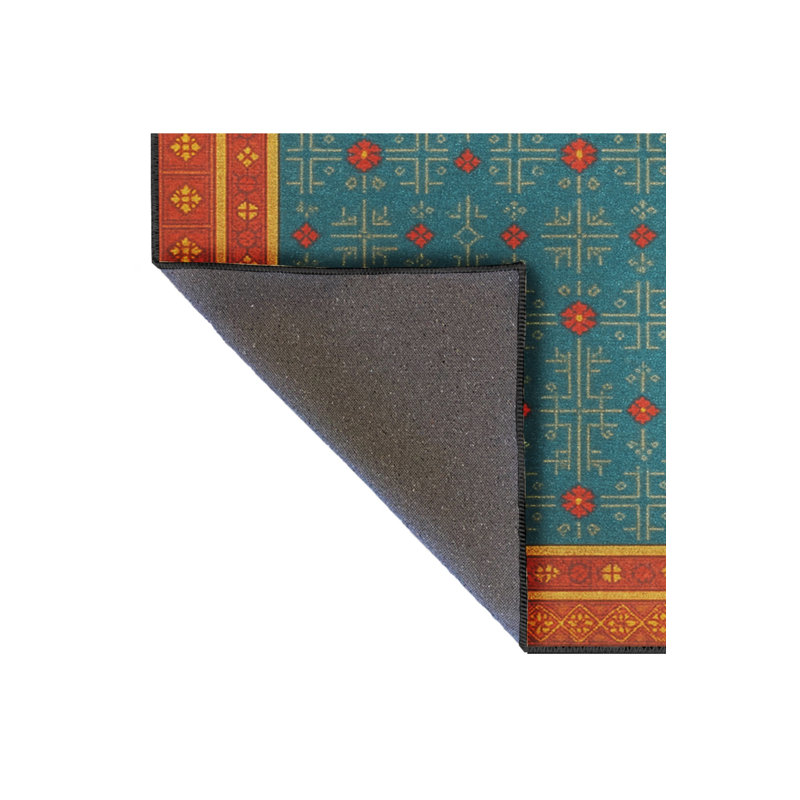 Tapis vert tissé à motif lavable Mosso, 4'11" x 7'7"