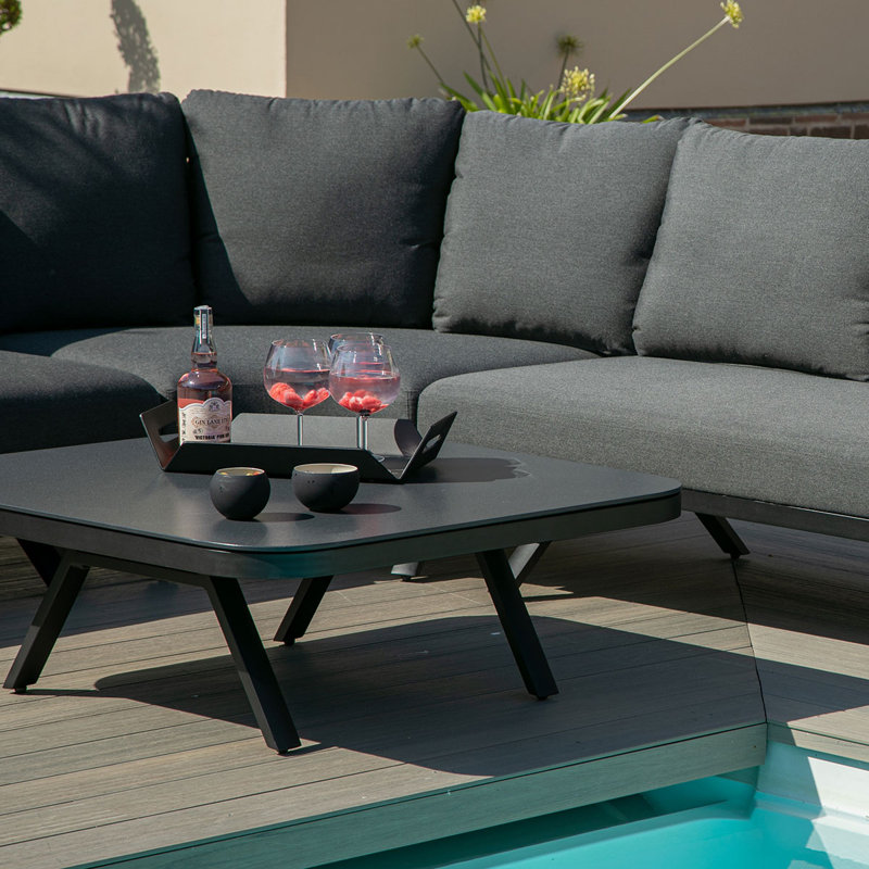 Wilsen Outdoor Fabric Cove Corner Sofa Group, Black, Charcoal