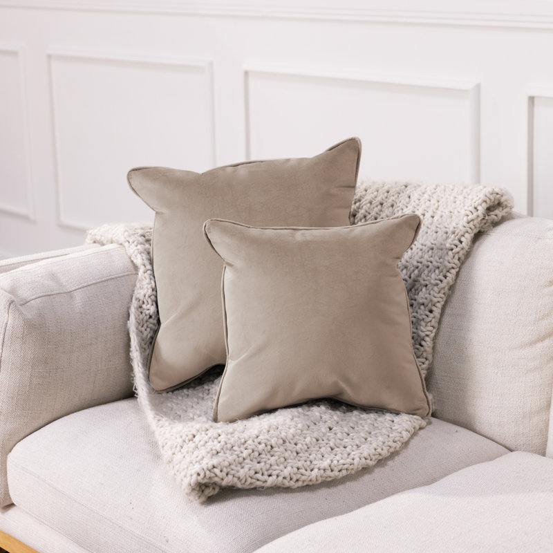 Rectangle Lumbar Microfiber Pillow with Piping, 2-pack, Square 15", Caffe