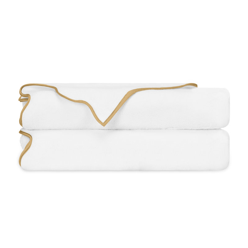 Antalya Turkish Cotton Bath Towel, White/Gold, 2 Pack - Bath Tower