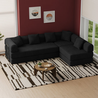 Convertible Boneless Sectional Sleeper Sofa Bed Modular Compression Couch With Removable Back And Arm