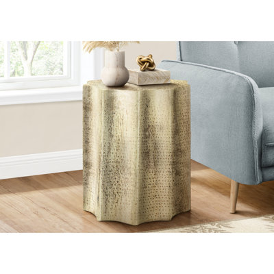 Table d'appoint tambour contemporaine en métal doré, extrémité de côté de chambre à coucher de salon, H 22 po, aucun assemblage requis pour la chambre à coucher, hauteur idéale de 22 po,