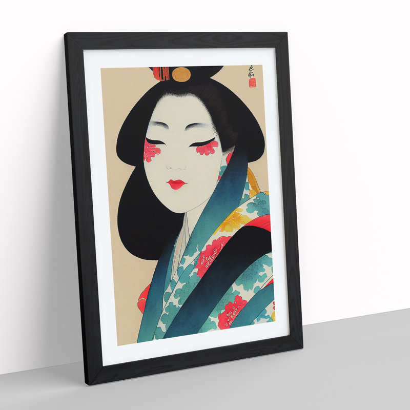 Pretty Geisha - Wall Art, 46cm H x 34cm W, Black Framed