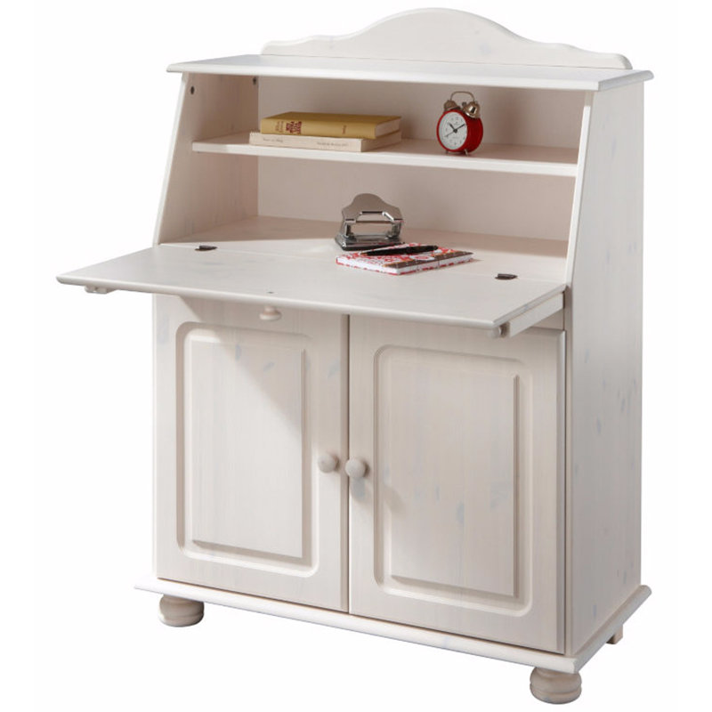 Piechota Solid Wood Base Secretary Desk, White