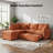 82.67 Inch Green Chenille Convertible Sofa Bed, L-Shaped Sectional Sleeper with Storage Ottoman, 2 Pillows, Power Sockets, USB Ports-370295150