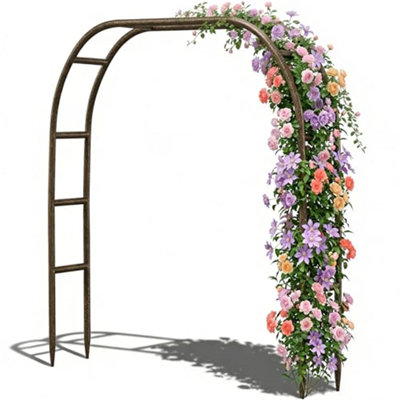 Arche de jardin robuste en métal, treillis de 7,8 pi x 5,5 pi de large pour plantes grimpantes, rosiers, vignes - tubes en acier épaissis de 16 mm, structure extérieure robuste