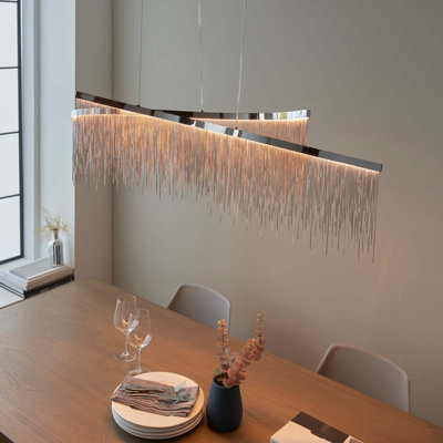Casswell 2 - Light Chrome Plate And Silver Effect Chain LED Crystal Pendant