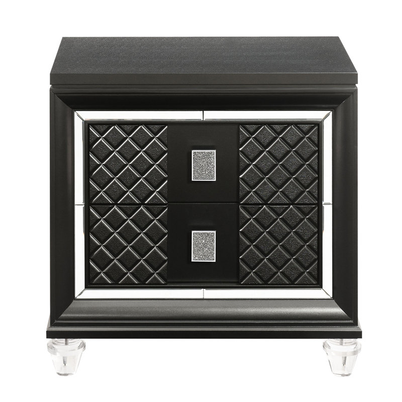 Table de chevet 2 gris métallique pour une ambiance de chambre à coucher moderne avec 2 tiroirs fonctionnels