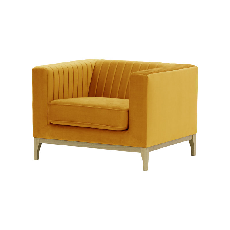 Bullis Velvet Armchair, Wax Black, Mustard Yellow