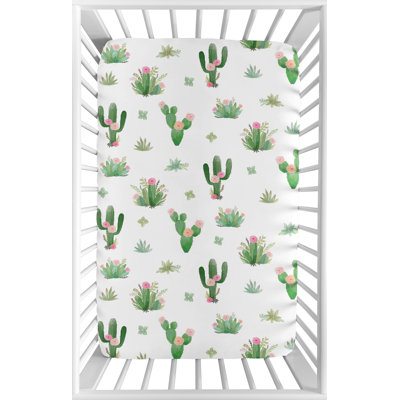 Cactus Floral Mini Fitted Crib Sheet