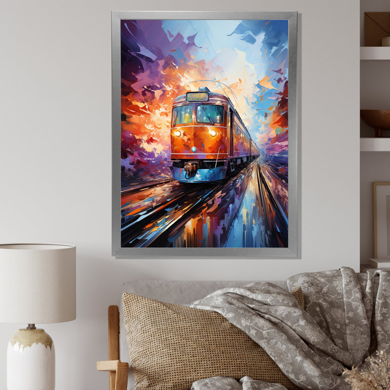 " Train Bold Rhythms ", 40" H x 30" W x 1.5" D, Silver Picture Framed