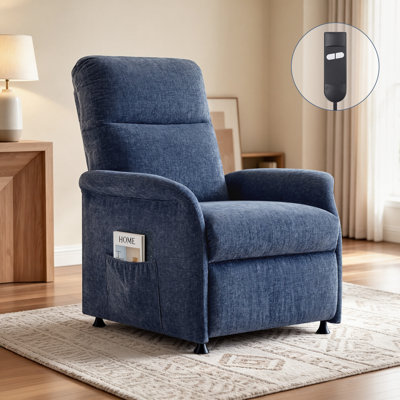 Power Reclining Accent Chair with Side Pockets, Upholstered Recliner with Thick Pillow Back