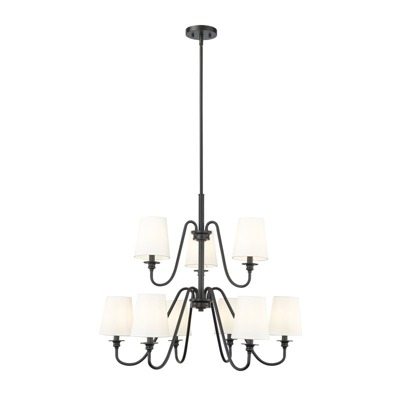 Sujal 9 - Light Steel Dimmable Chandelier, 27.5" H x 32" W x 32" D, Matte Black
