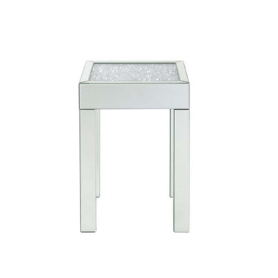 Table de bout Noralie, miroir et faux diamants