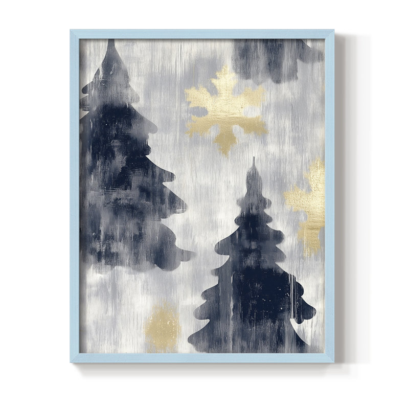 «Christmas Holiday Art» CCLxxix, reproduction d'art encadrée - bois massif, H 30 po x l 24 po, Bleu