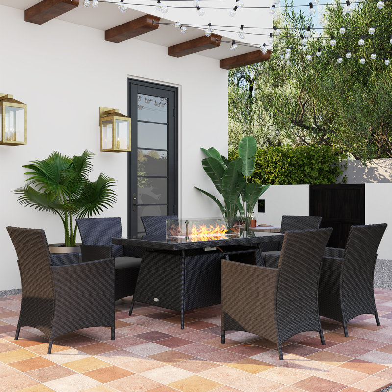 6 - Person Patio Dining Set with Rectangular Table , Cushions Included