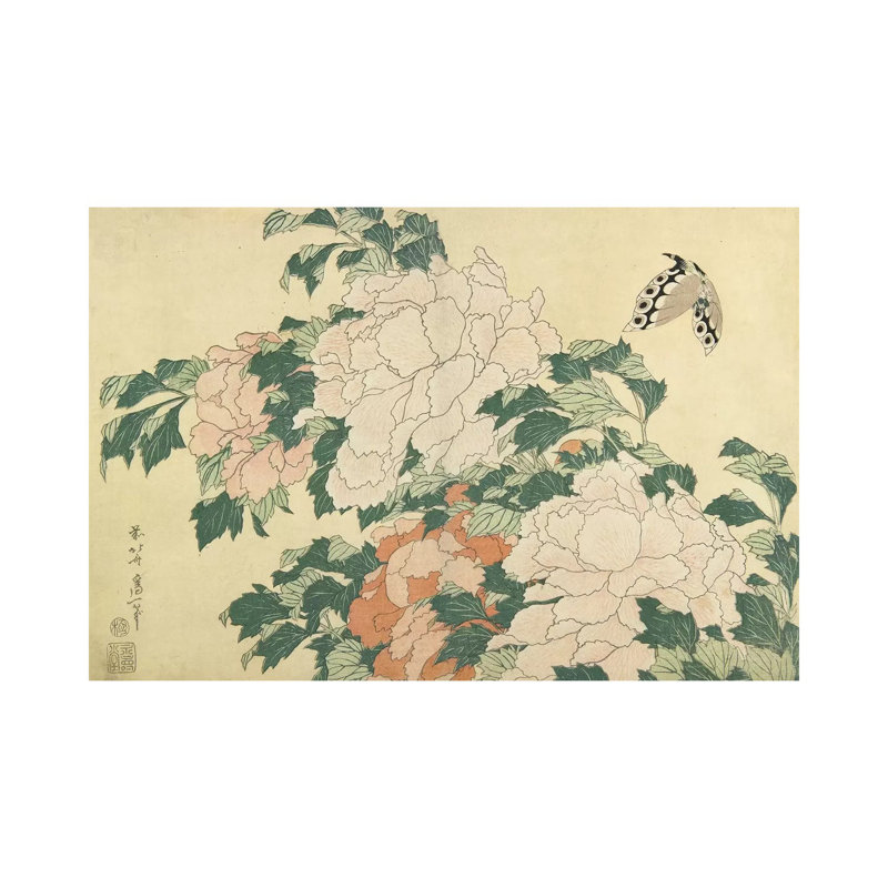 Peonies And Butterfly, C.1830-31 by Katsushika Hokusai - Wrapped Canvas Gallery-Wrapped Canvas Giclée