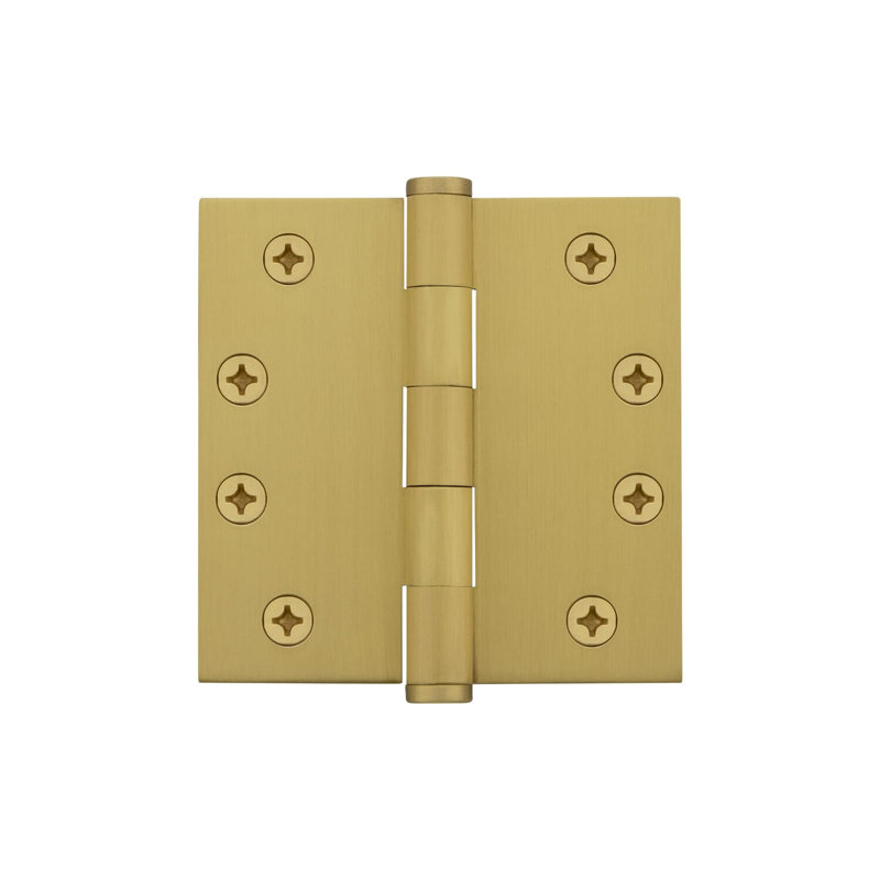 4'' x 4'' Brass Butt Bearing Hinge, Satin Brass