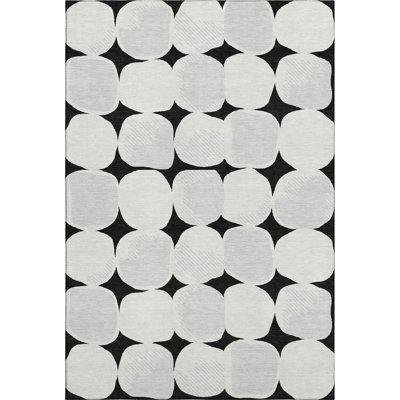 Premium Machine Washable Prisco Black Rug