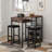 Bar Table and Chairs Set with Power Outlet, Pub Table and Chairs Set for 2 with 2 Storage Shelves-235273995