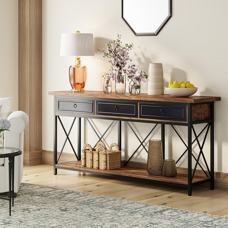 Tatianah 70.86'' Console Table, Brown/Black