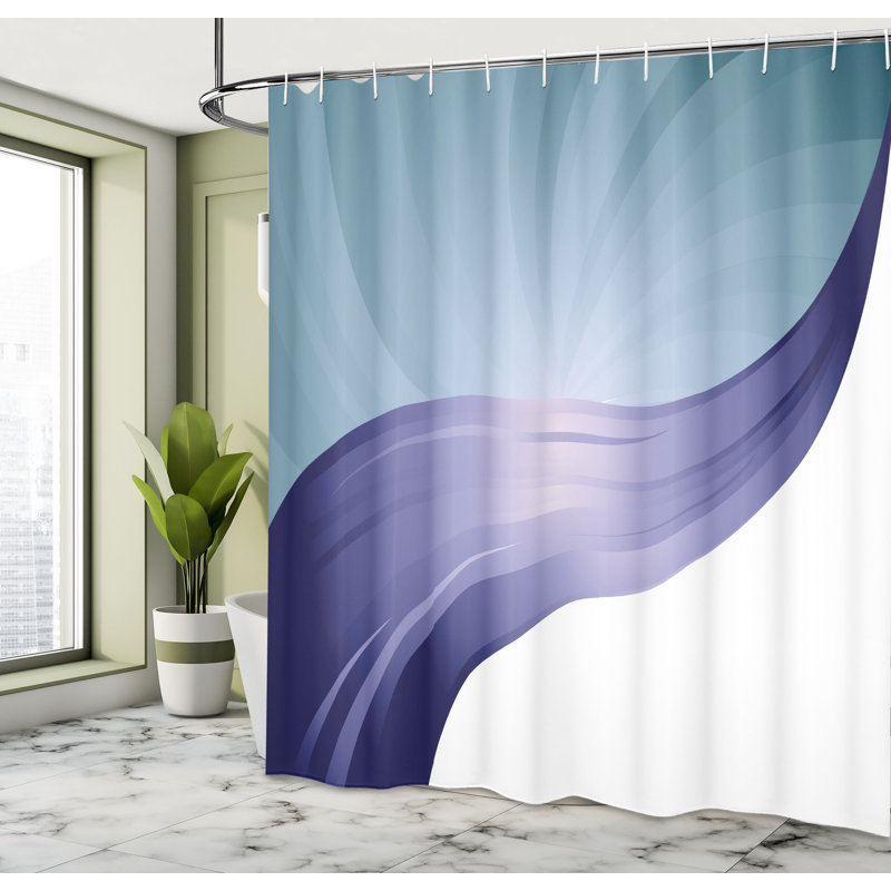 Ensemble de rideau de douche + crochets, H 75 po x l 69 po, Bleu pâle