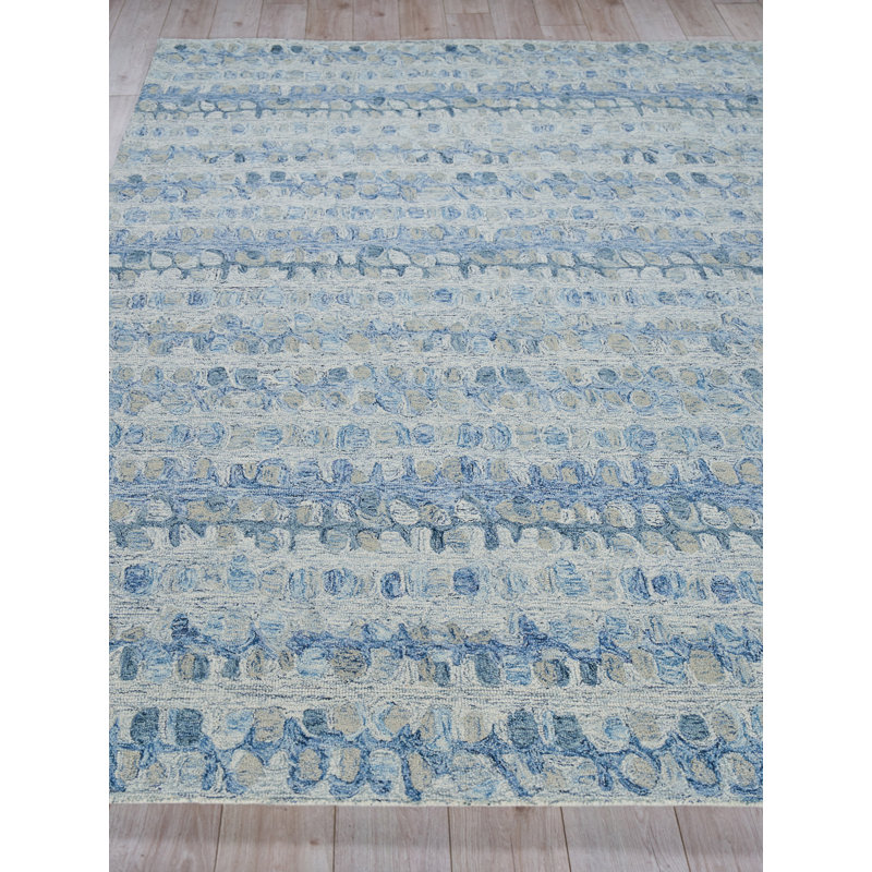Colorplay Abstract Handmade Tufted Wool Area Rug in Navy/Gray, Rectangle 12' x 15'