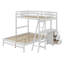 Lit simple superposé au dessus d'un lit double avec bureau et tiroirs-148216129