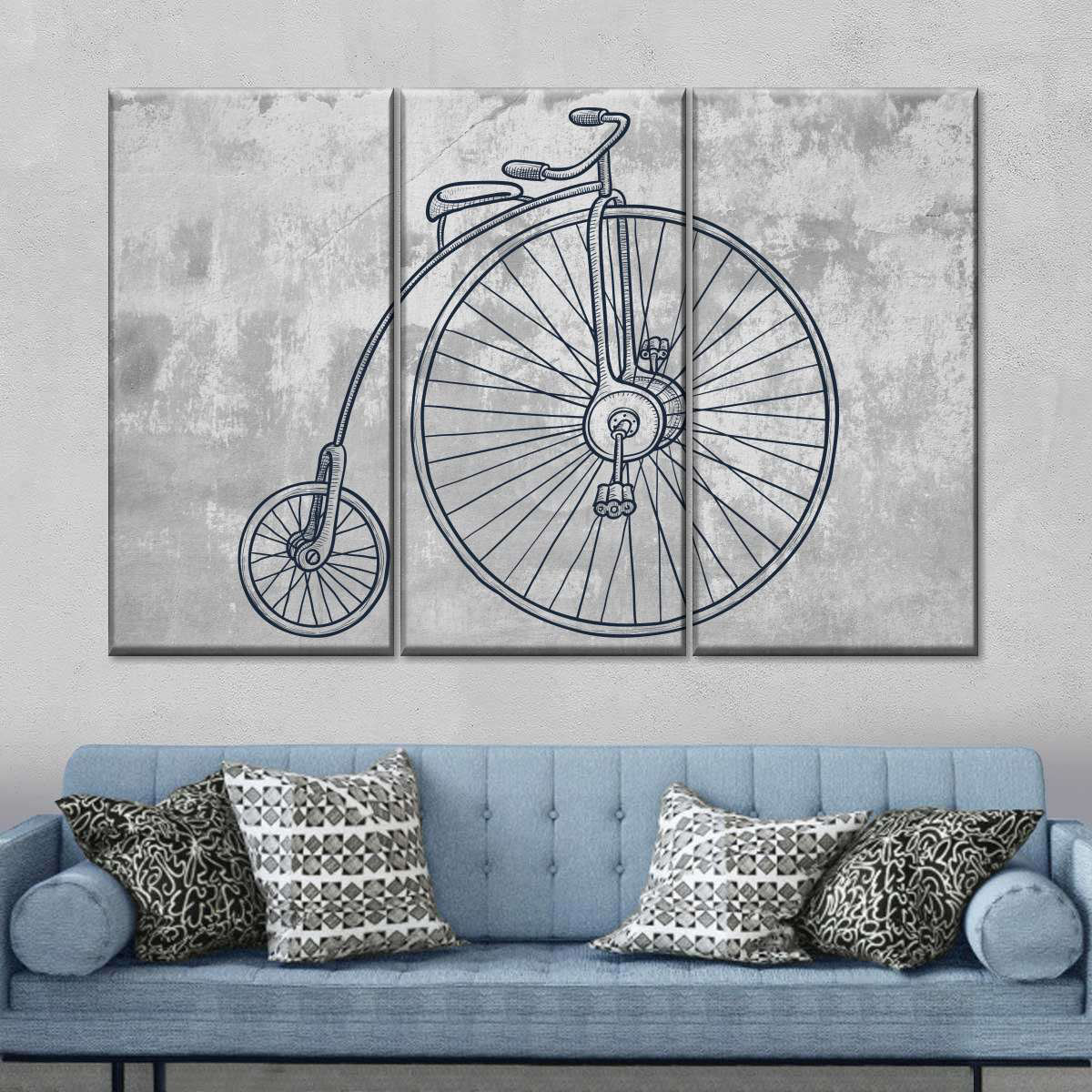 17 Stories Antique Penny Farthing Bicycle Multi Piece Canvas Print ...