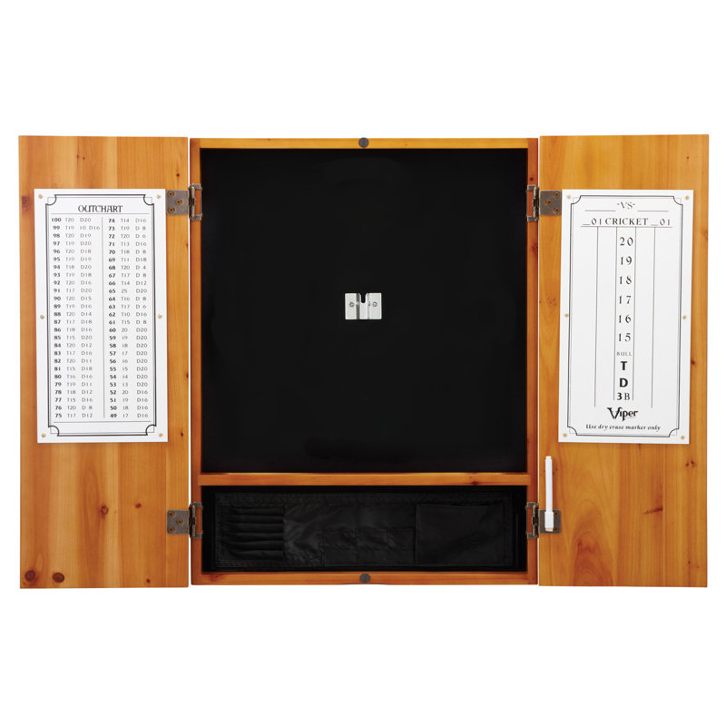 Razorback Bristle Dartboard and Cabinet Set with Darts, Oak