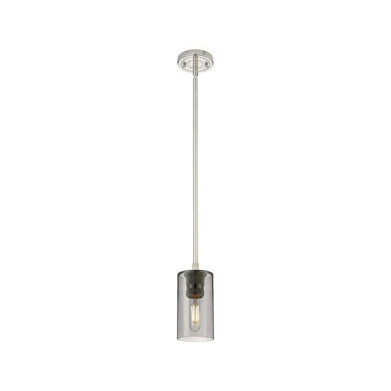Luminaire suspendu Crown Point Light, Nickel poli, H 8,38 po x l 4,5 po x P 4,5 po, Plaqué couleur fumée
