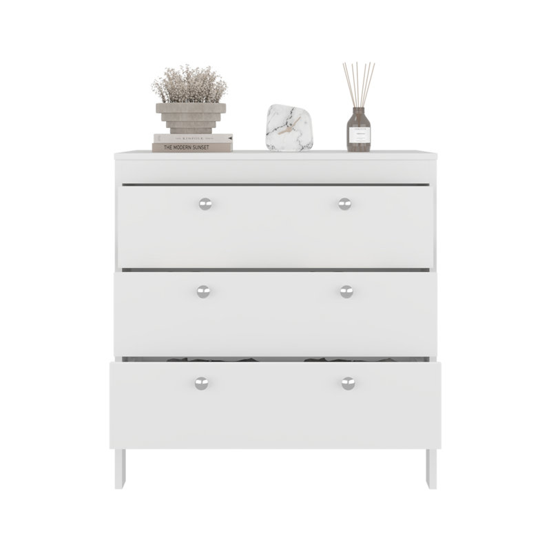 Commode blanche à 3 tiroirs avec rangement fonctionnel