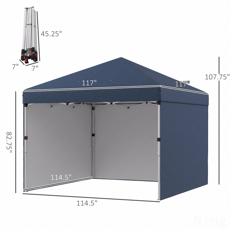 10X10FT Pop Up Gazebo, Sidewall For Outdoor Use With Weight Bag & Carry Bag (Navy Blue)