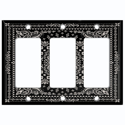 Bandana Paisley Rug Tile Pattern Black 3 - Gang Rocker Standard Wall Plate