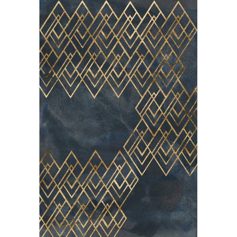 Deco Pattern In Blue IV by June Erica Vess - Wrapped Canvas Print, 76cm H x 51cm W