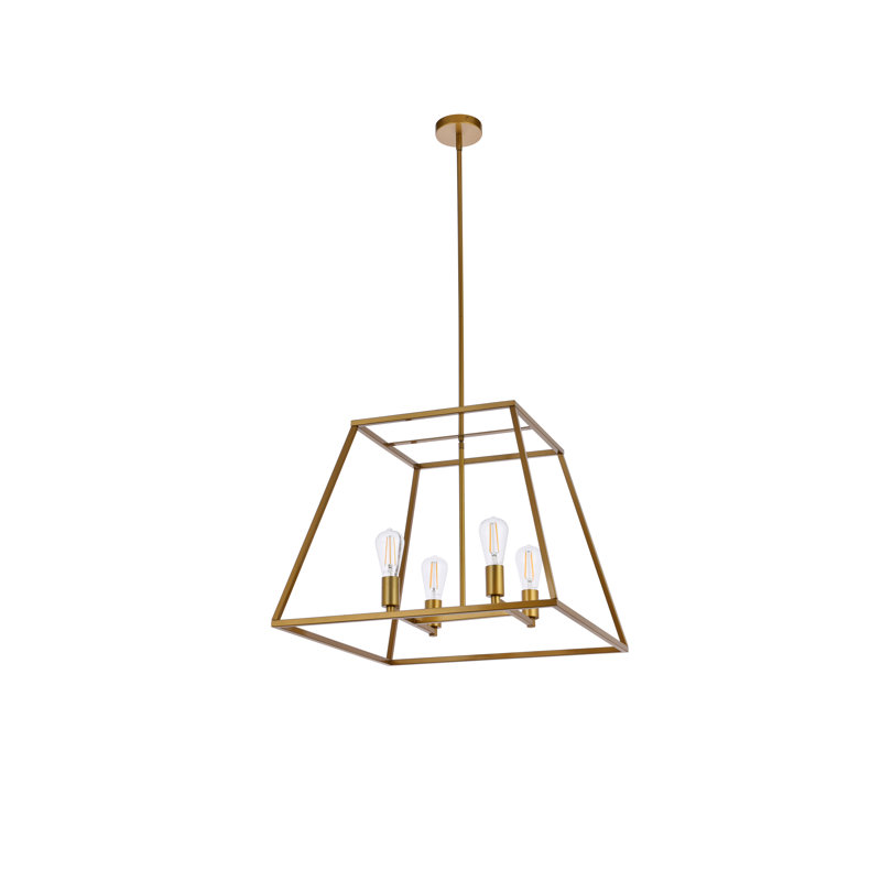 Lustre linéaire à 4 lumières Gloriajean, Laiton, H 18,7 po x l 24 po x P 24 po