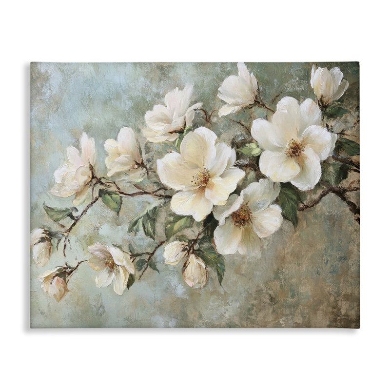  «In Bloom Flower Branch», art mural sur toile par Petal Prints Design, H 24 po x l 30 po