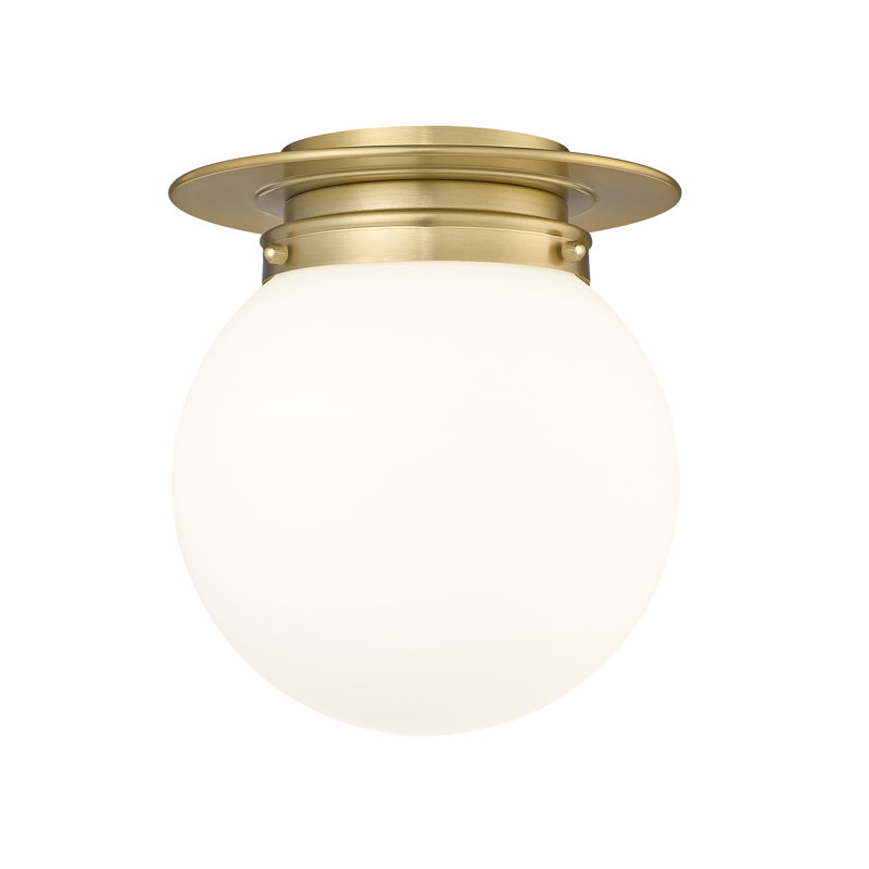 Plafonnier encastré en verre Torres, Laiton héritage, H 10,5 po x l 9 po x P 9 po