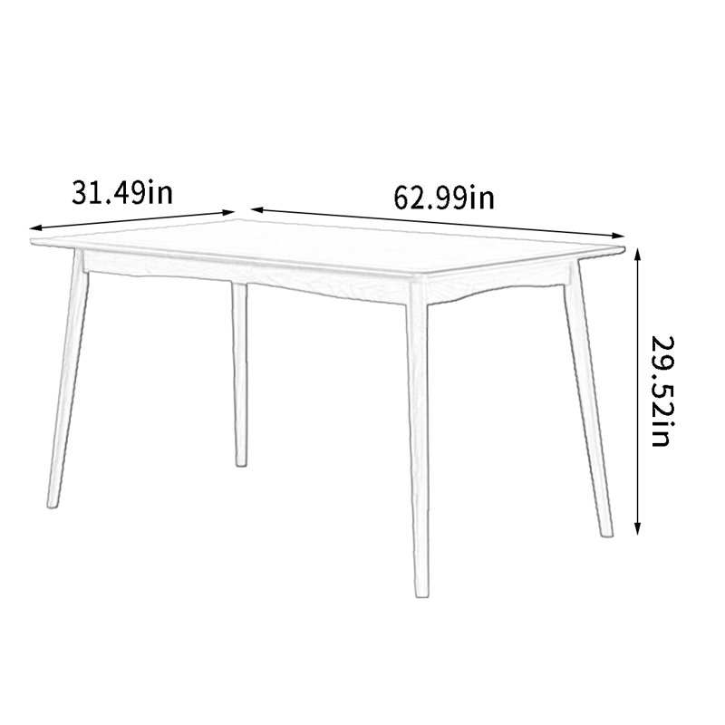 Mozell Walnut Solid Wood Dining Table, 31.49" W x 62.99" L
