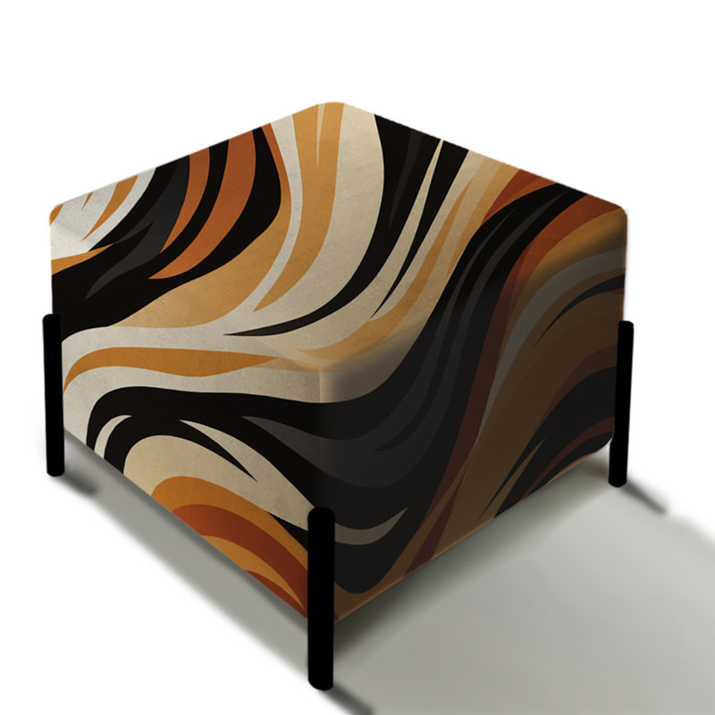 Mocha Zebra Stripes Striped Pattern - Abstract Square Ottoman
