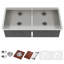 Évier de cuisine encastré à double cuve 36 po x 19 po à cuve de travail encastrée en acier inoxydable de calibre 16-128771740