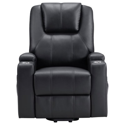 Neruda Upholstered Power Lift Massage Recliner Black