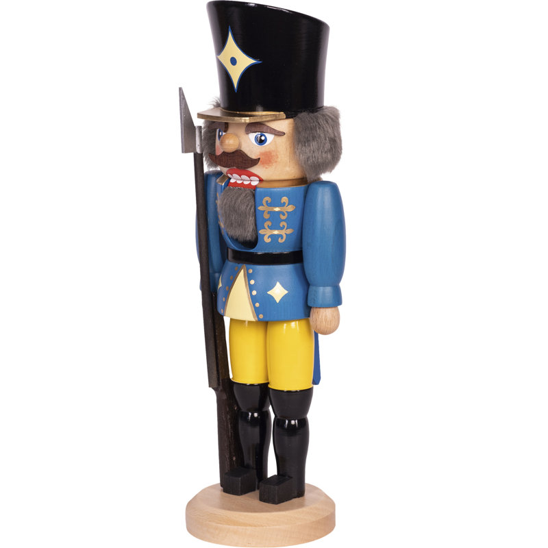 Soldier Nutcracker, 36cm H x 11cm W x 11cm D, Blue/Yellow