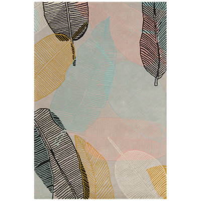 Tapis bleu/orange/noir en laine touffeté à la main Hartwick